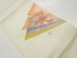 金彩檜扇に草花模様刺繍名古屋帯